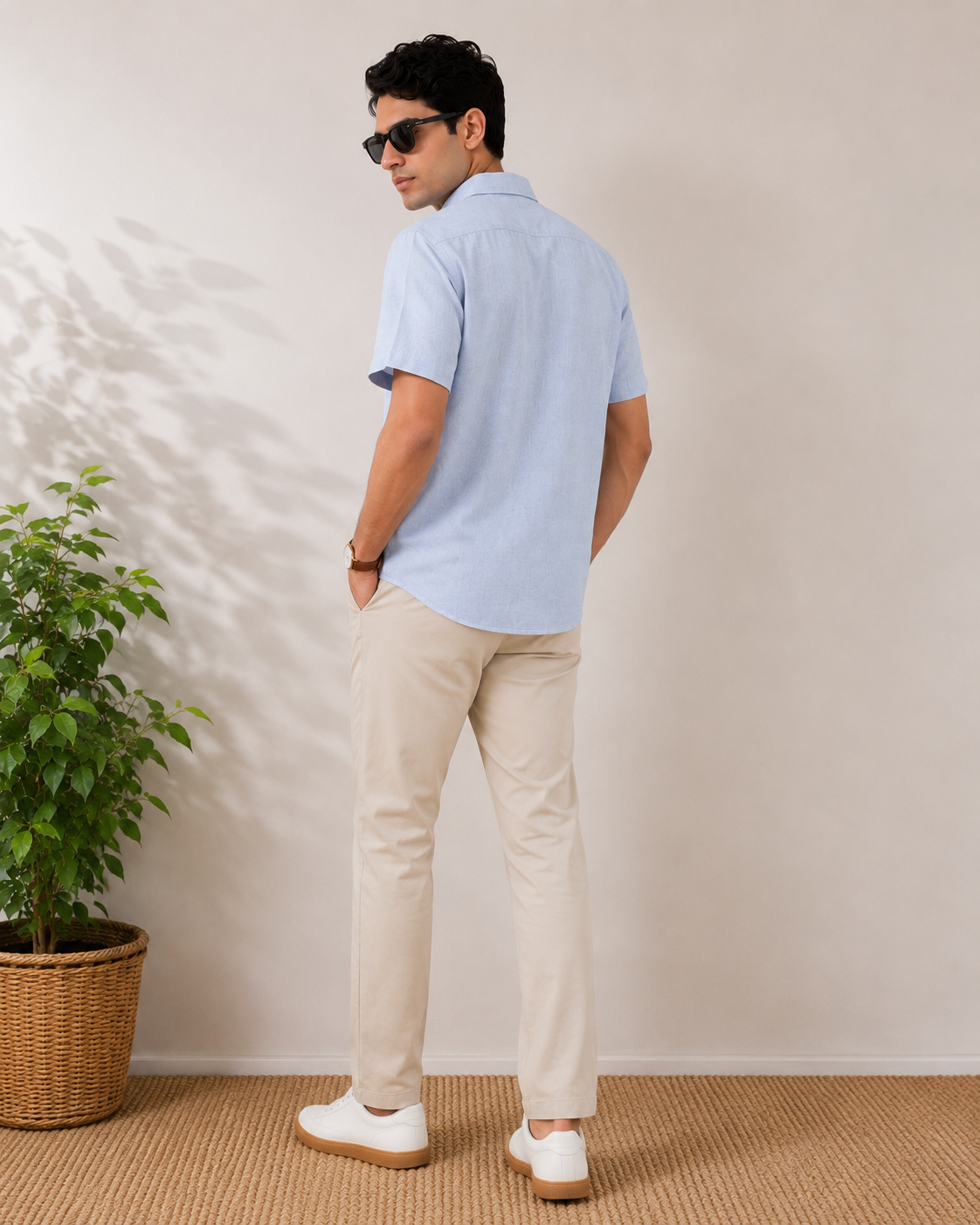 Sky Blue Textured Cotton Shirt