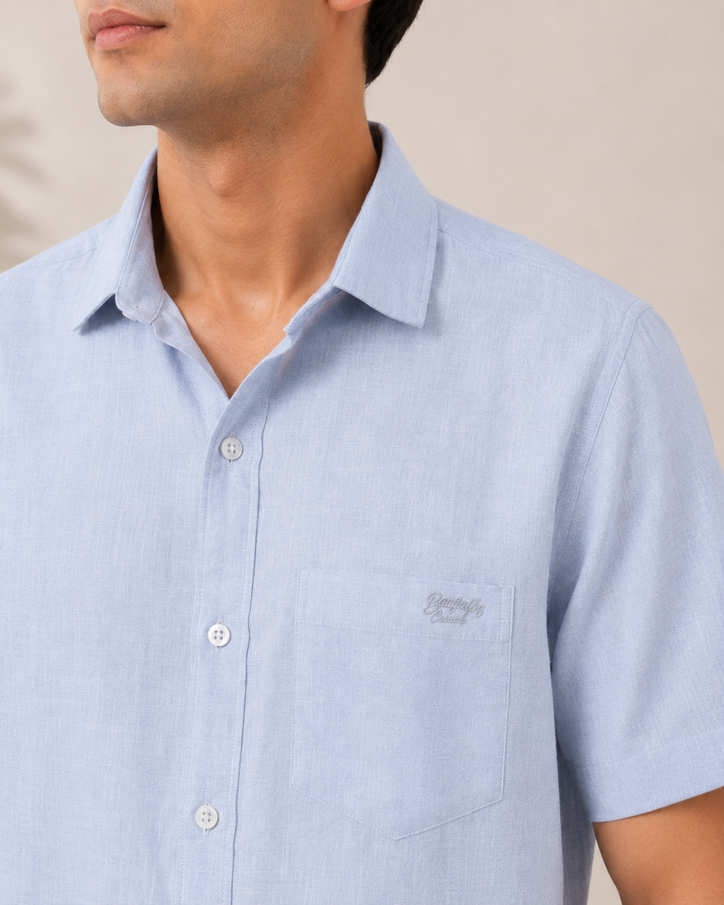 Sky Blue Textured Cotton Shirt