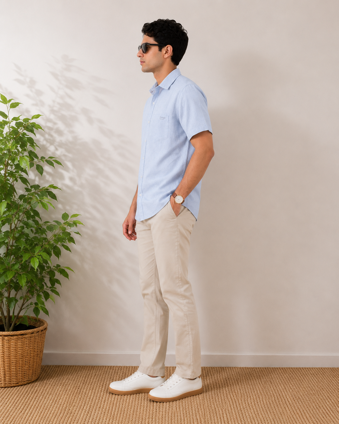 Sky Blue Textured Cotton Shirt