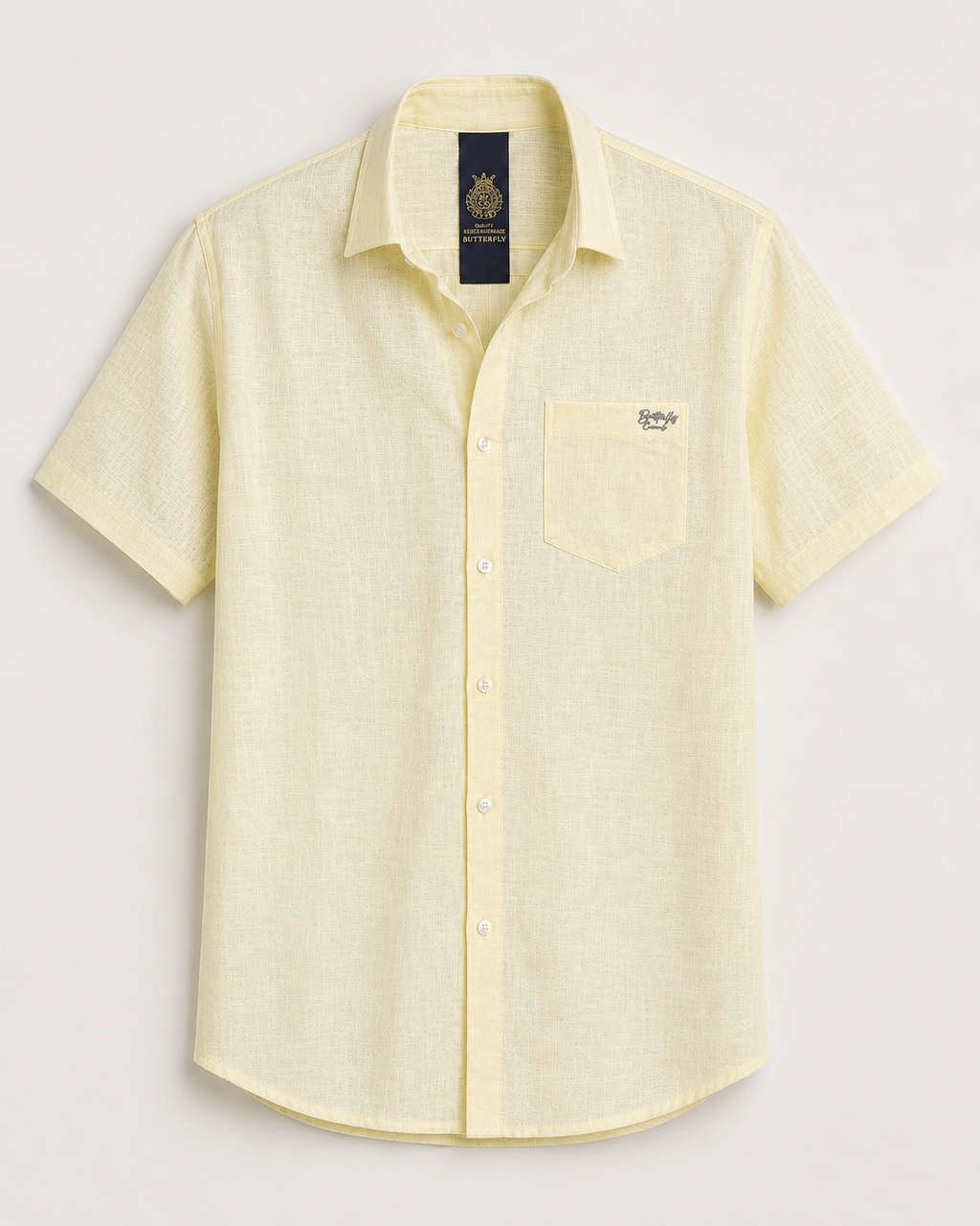 Pale Lemon Textured Cotton Shirt