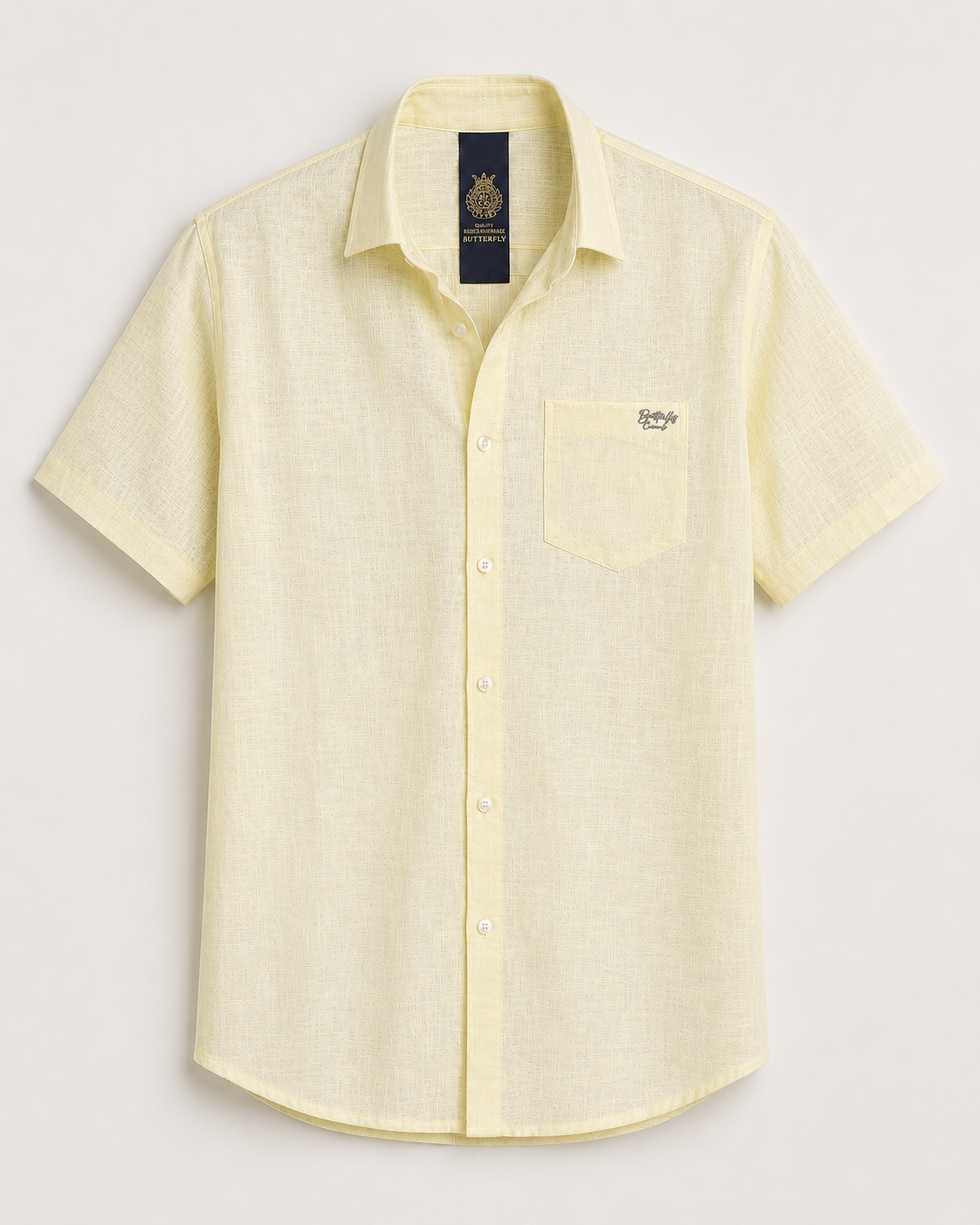 Pale Lemon Textured Cotton Shirt