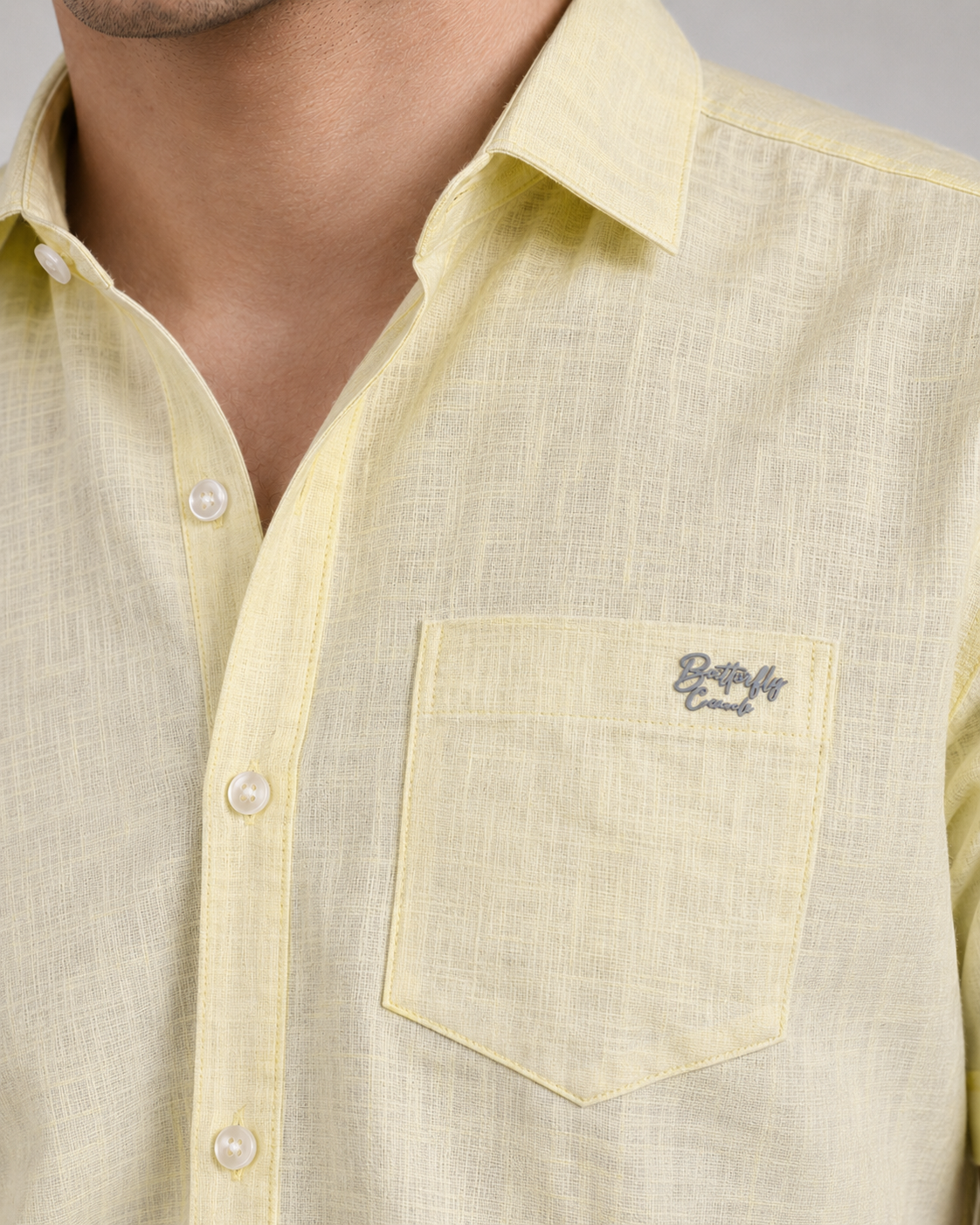 Pale Lemon Textured Cotton Shirt