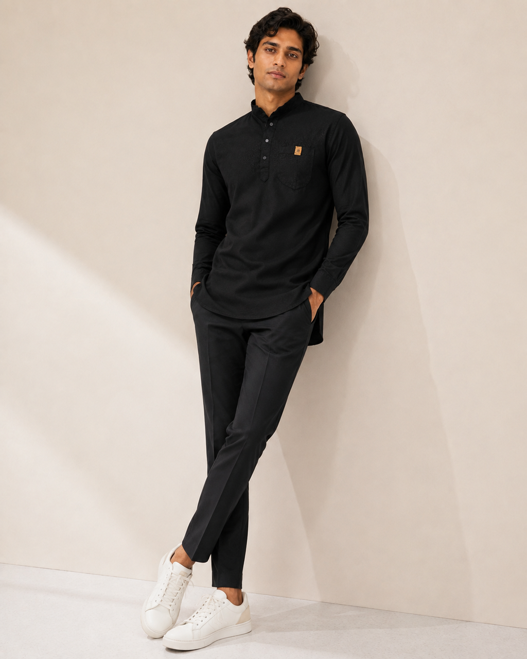 Onyx Crest Cotton Short Kurta