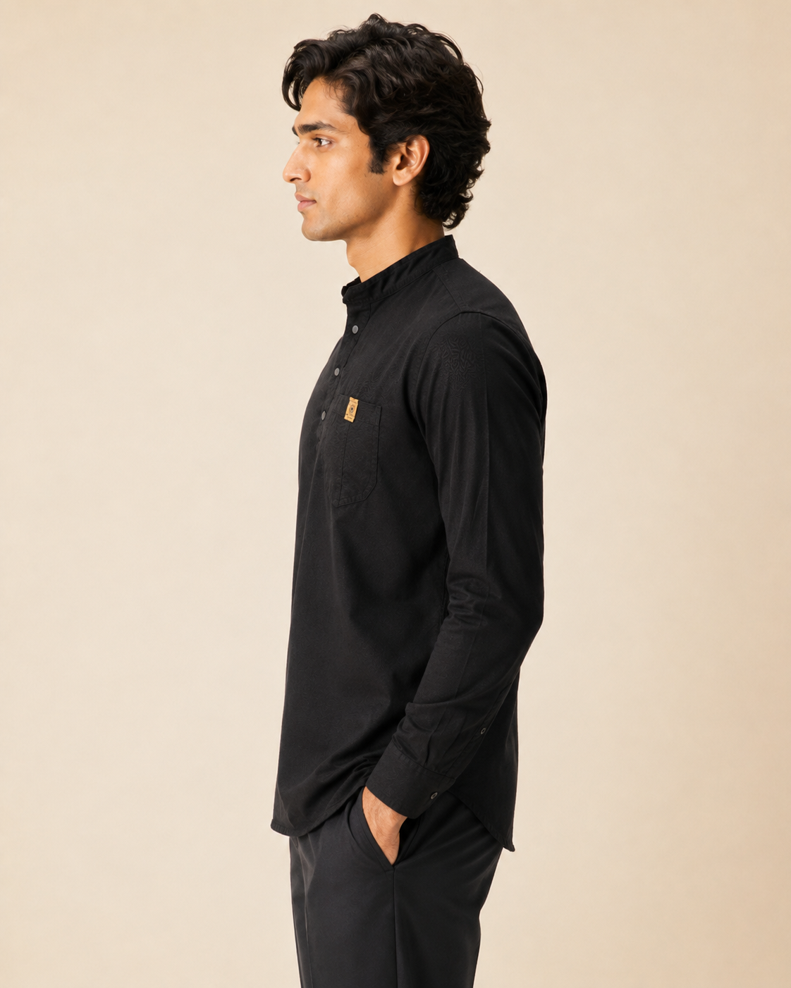 Onyx Crest Cotton Short Kurta