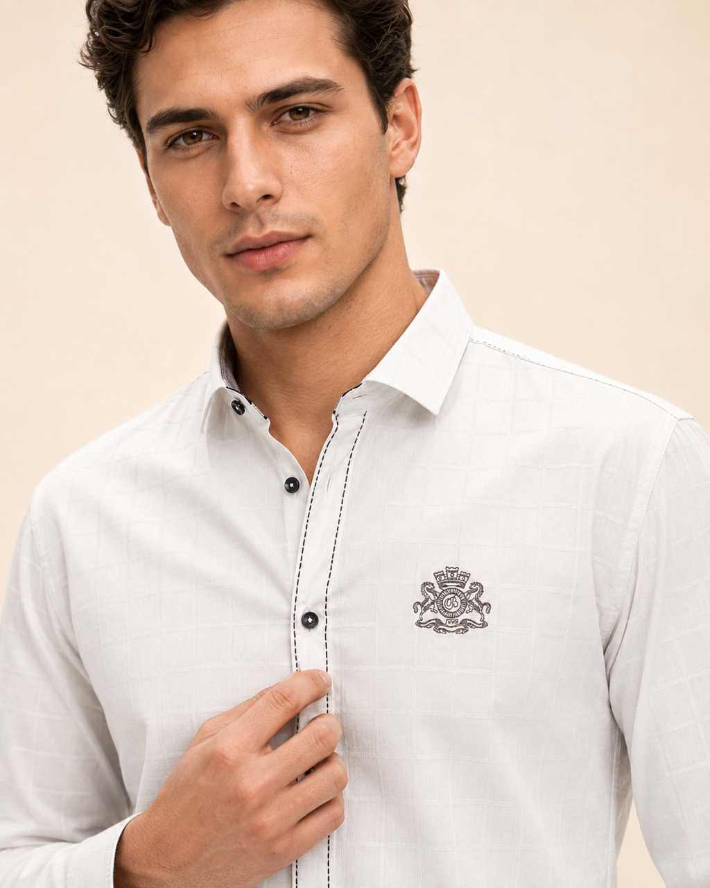 Regal White Textured Shirt