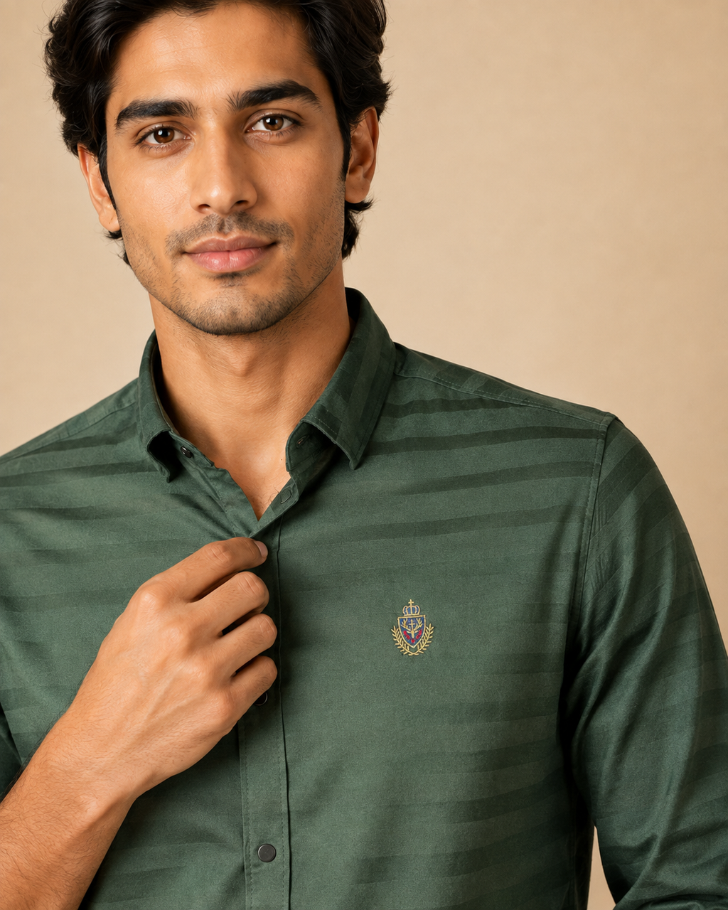 Forest Shadow Stripe Cotton Shirt