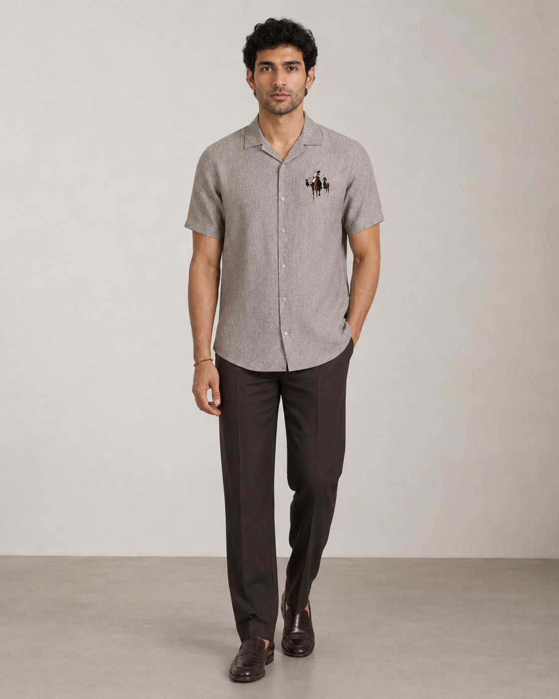 Men’s Grey Pure Linen PJ Cord Set | 60 Lea Premium Linen Shirt & Pyjama Co-ord | Premium Lounge Wear