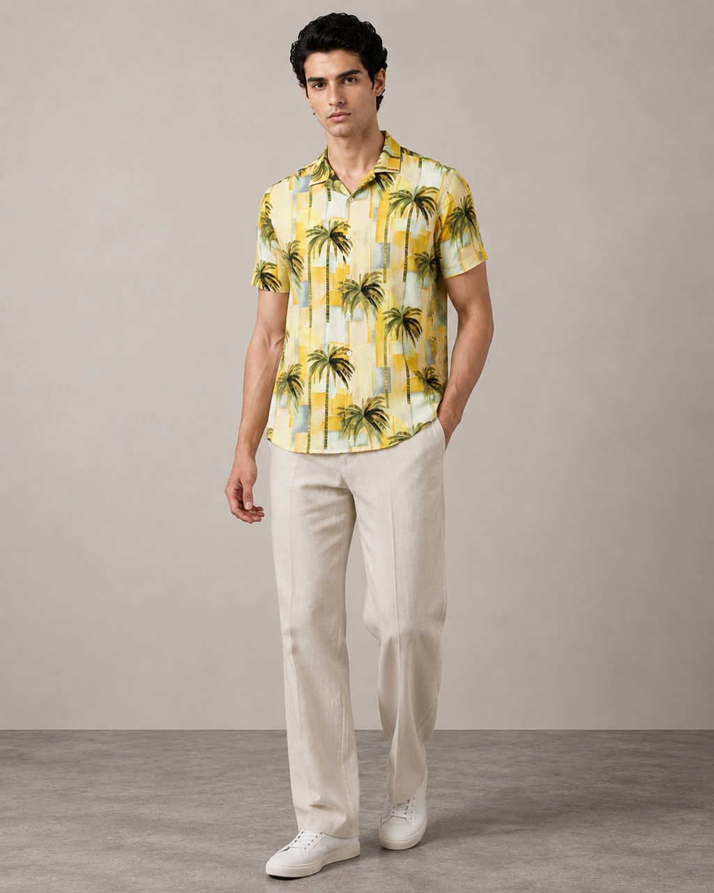 Men’s Tropical Palm Printed Cord Set | Shirt & Shorts Co-ord