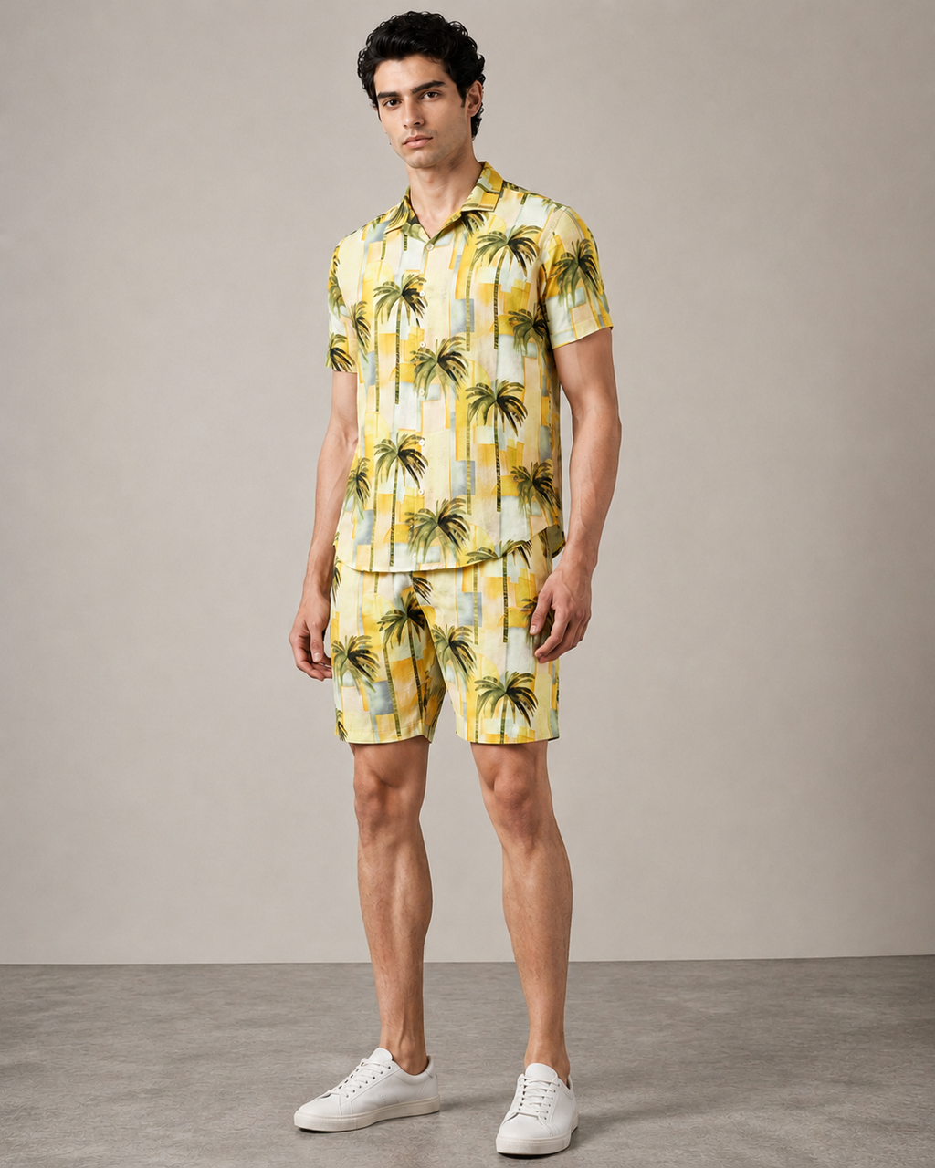Men’s Tropical Palm Printed Cord Set | Shirt & Shorts Co-ord
