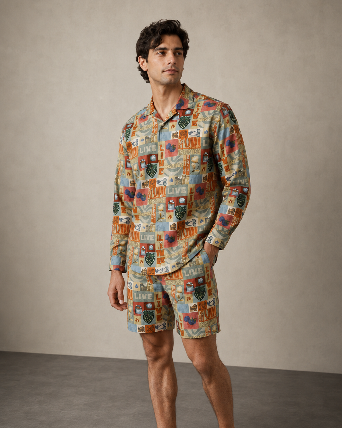 Men’s Vintage Live Graphic Cord Set | Shirt & Shorts Co-ord