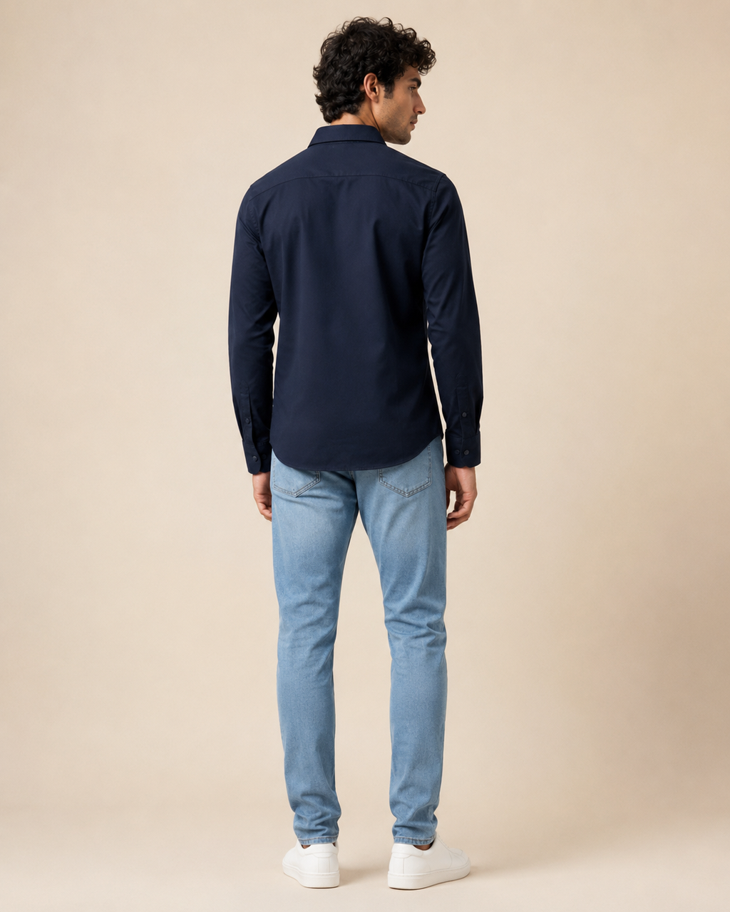 Navy Solid Cotton Shirt