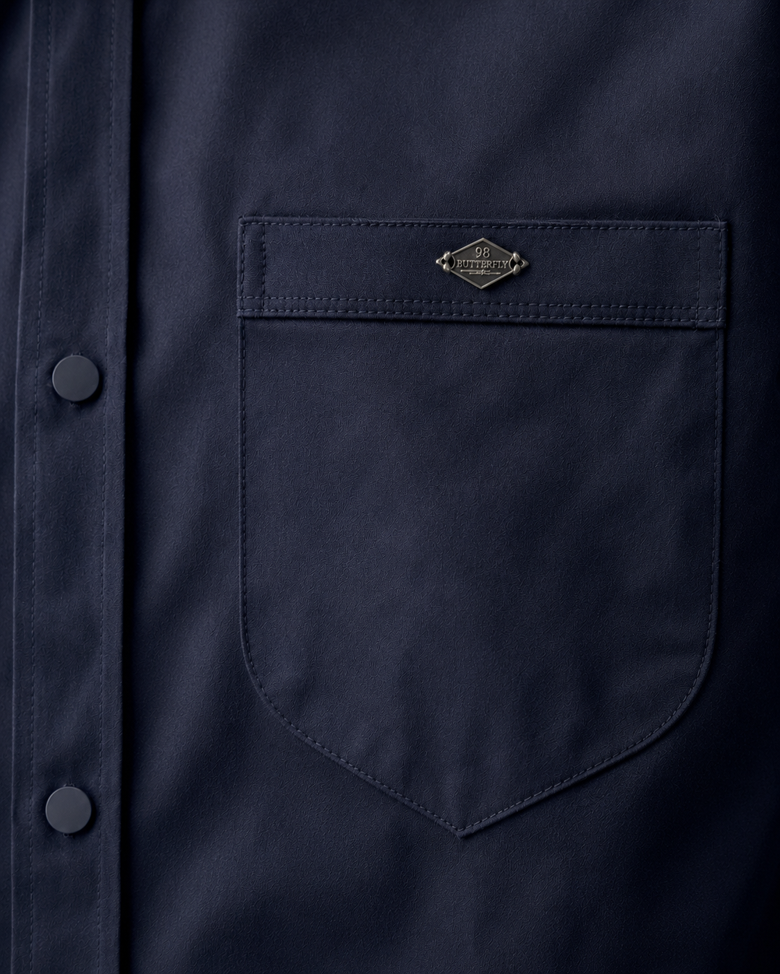 Navy Solid Cotton Shirt