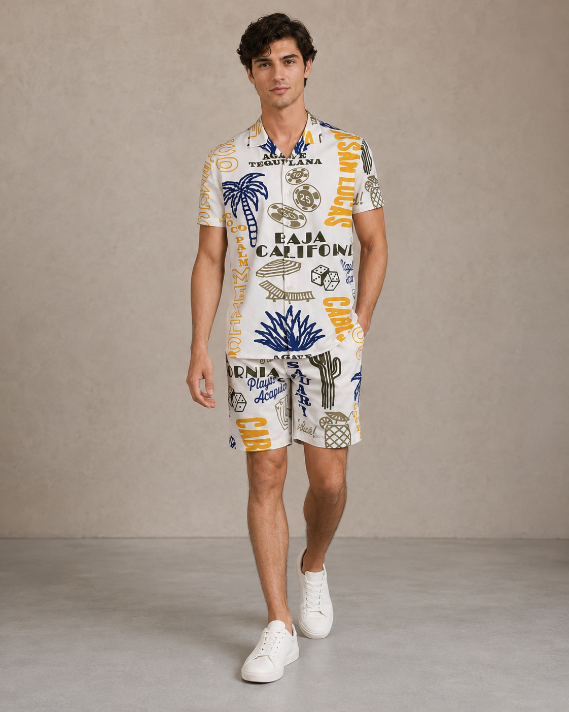 Baja California Resort Printed Cord Set for Men – Premium Summer Co-ord
