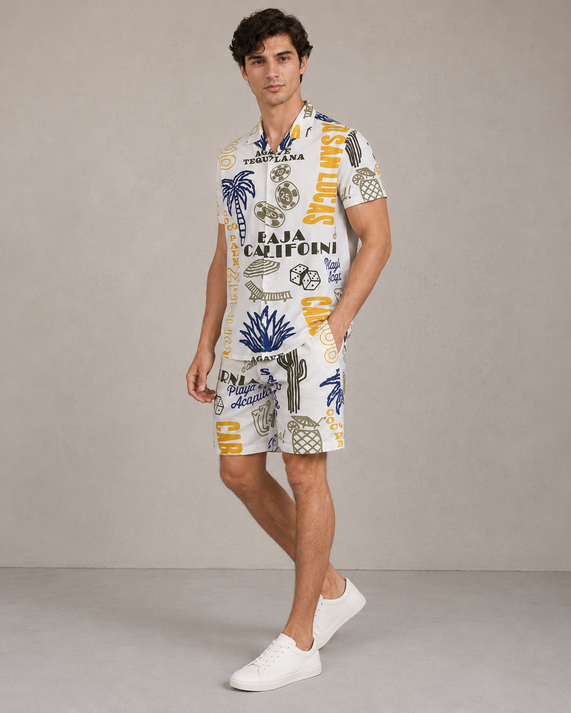 Baja California Resort Printed Cord Set for Men – Premium Summer Co-ord