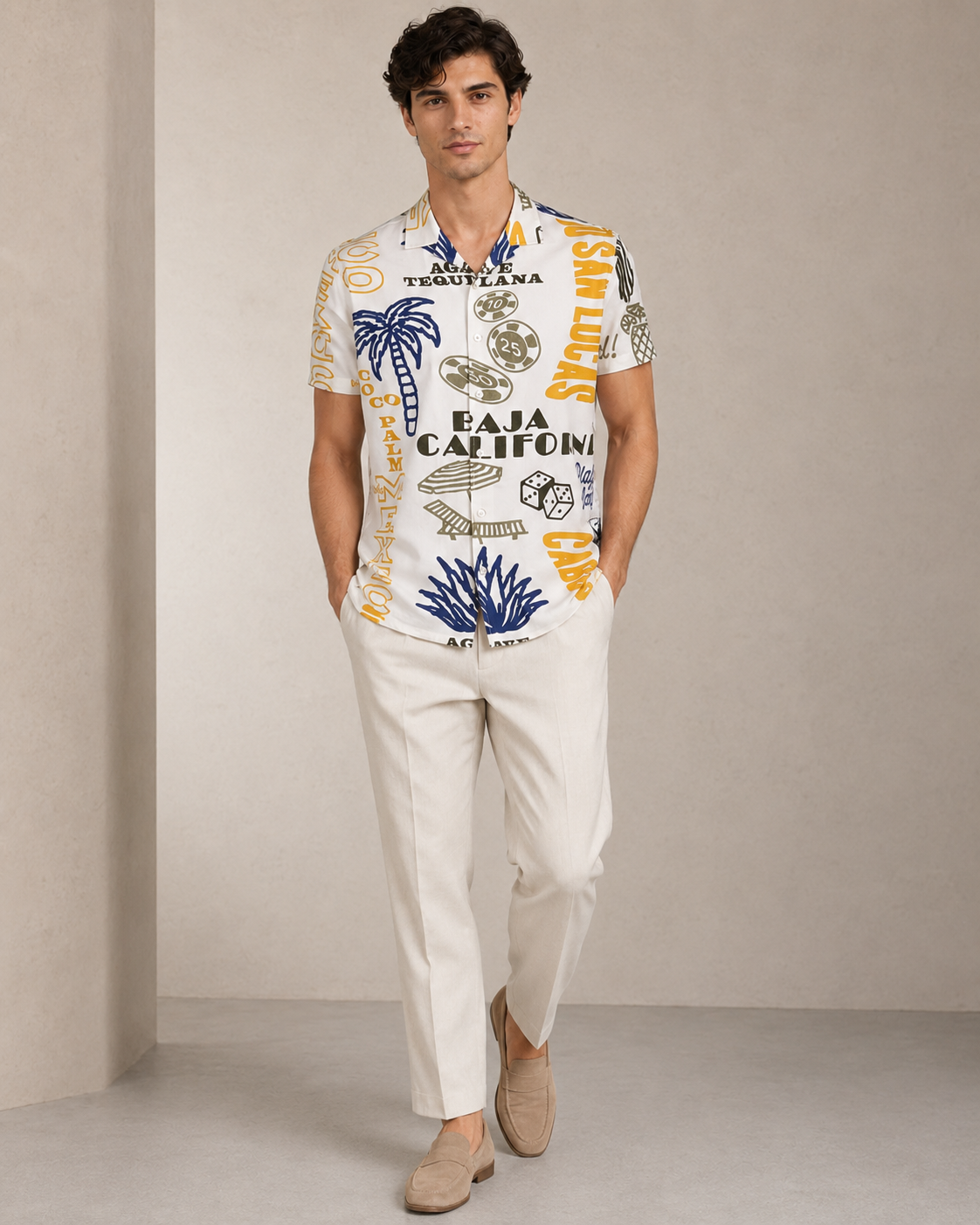 Baja California Resort Printed Cord Set for Men – Premium Summer Co-ord