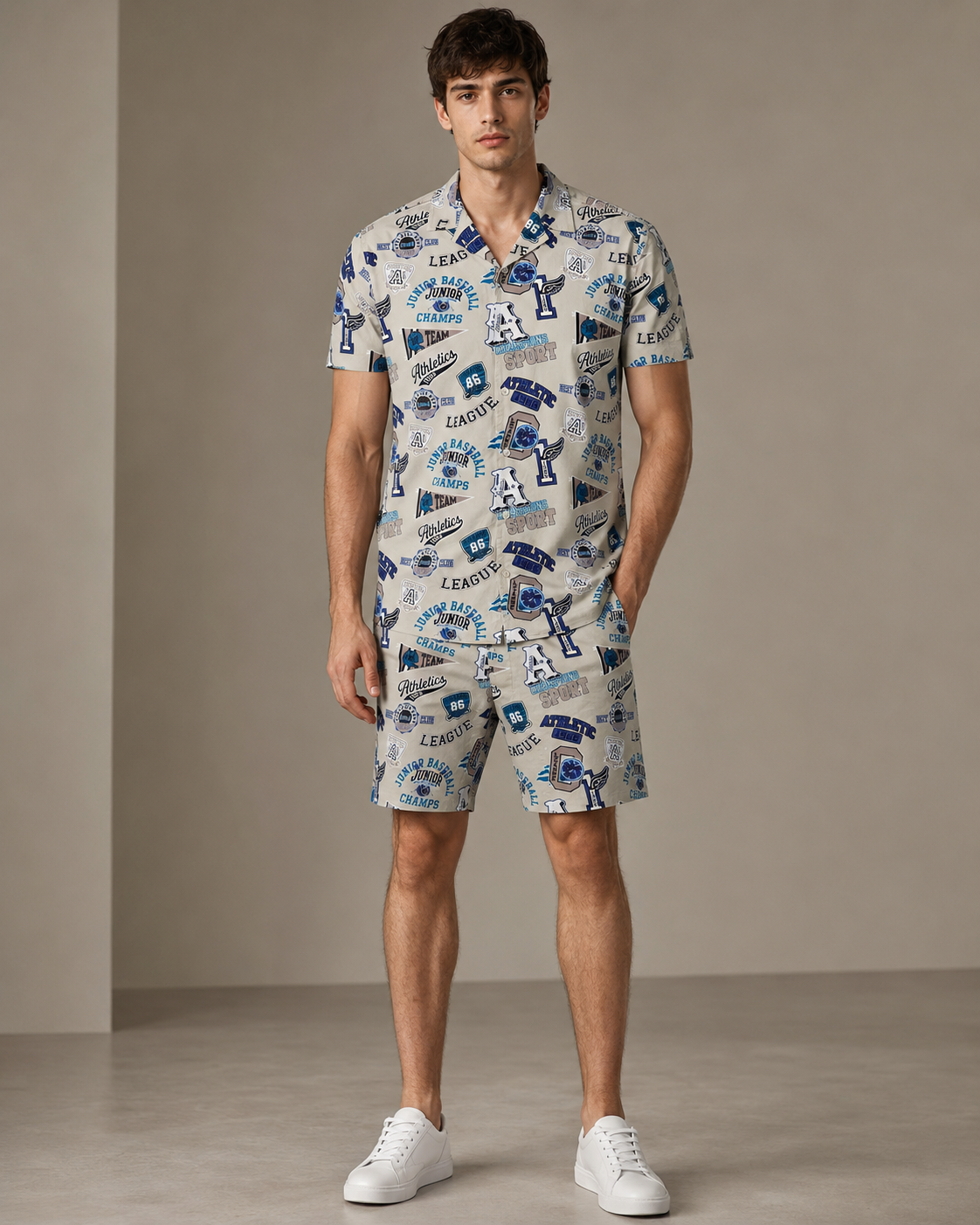 Athletic Graphic Printed Cord Set for Men – Casual Streetwear Co-ord