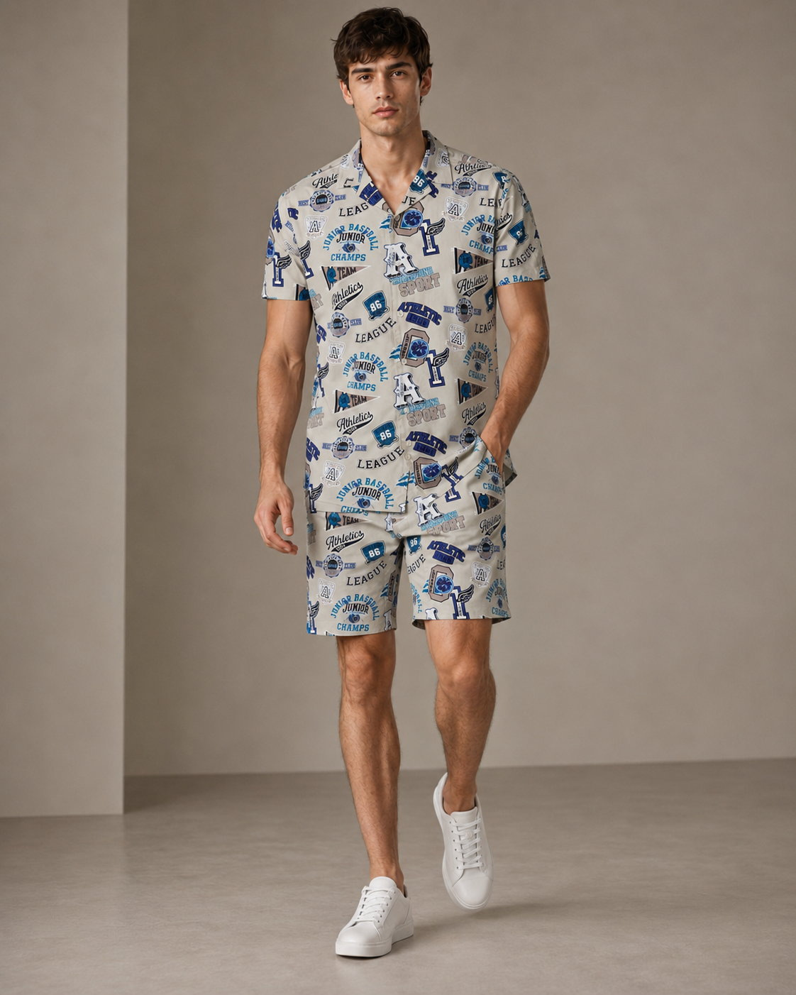 Athletic Graphic Printed Cord Set for Men – Casual Streetwear Co-ord