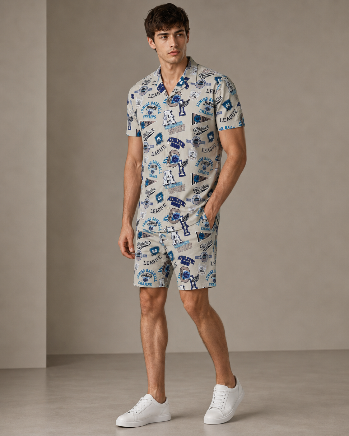 Athletic Graphic Printed Cord Set for Men – Casual Streetwear Co-ord