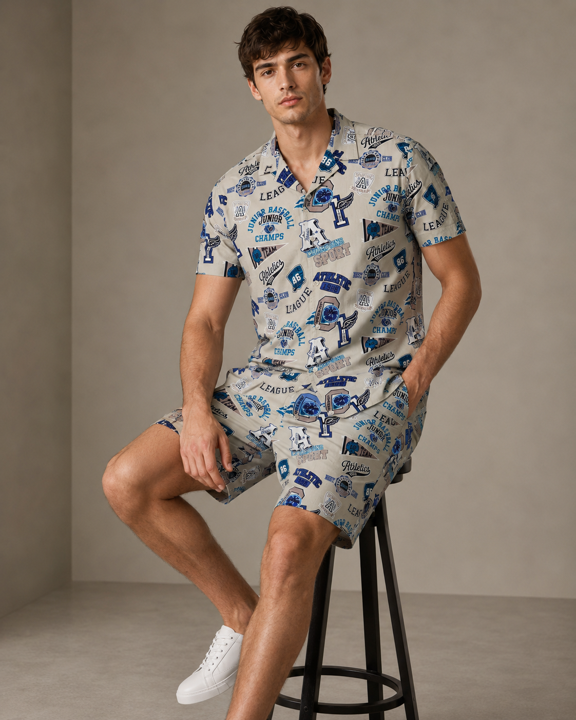 Athletic Graphic Printed Cord Set for Men – Casual Streetwear Co-ord