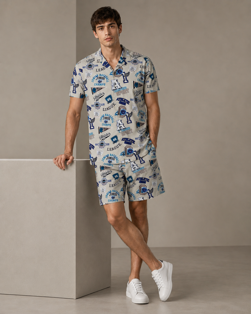 Athletic Graphic Printed Cord Set for Men – Casual Streetwear Co-ord