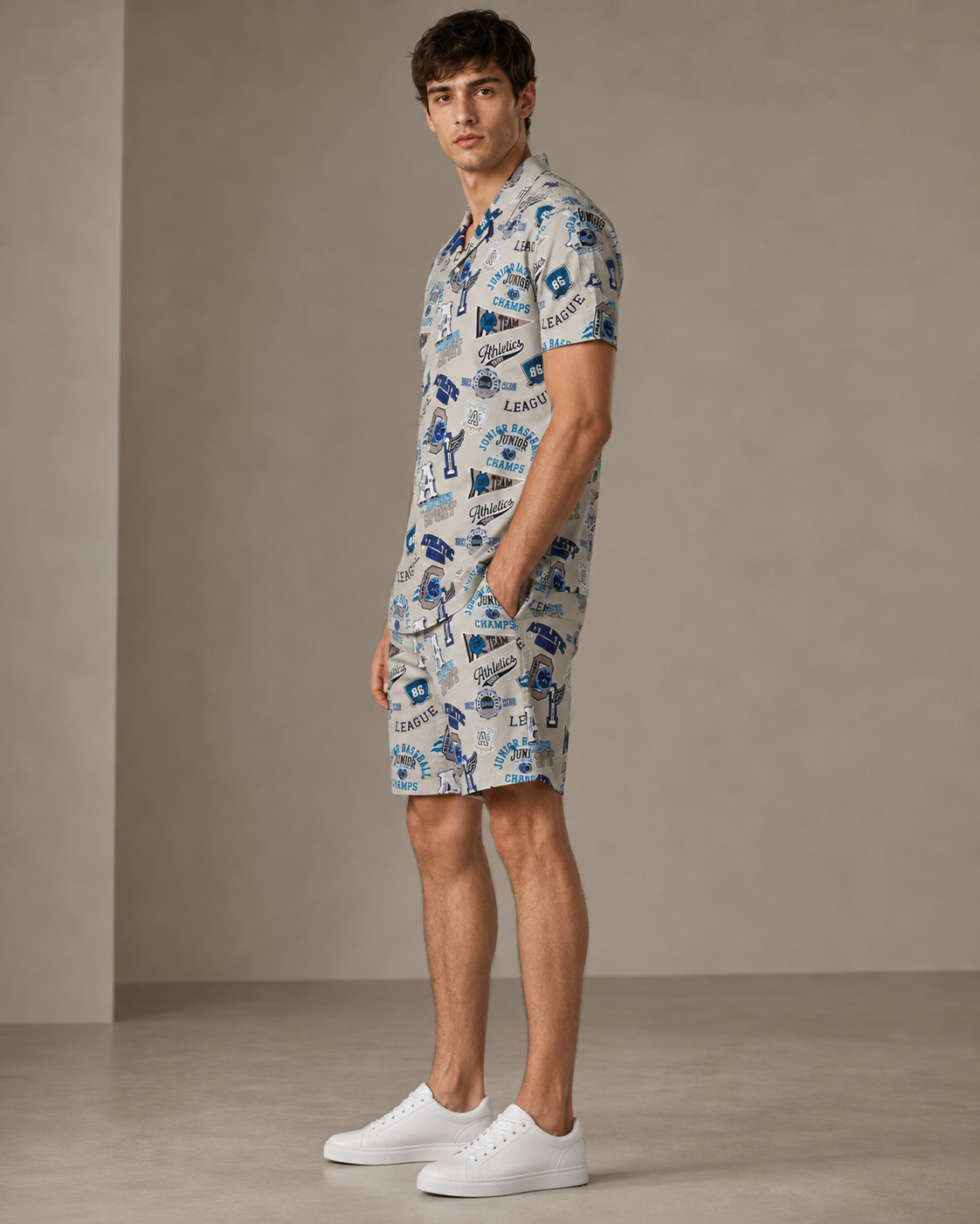 Athletic Graphic Printed Cord Set for Men – Casual Streetwear Co-ord