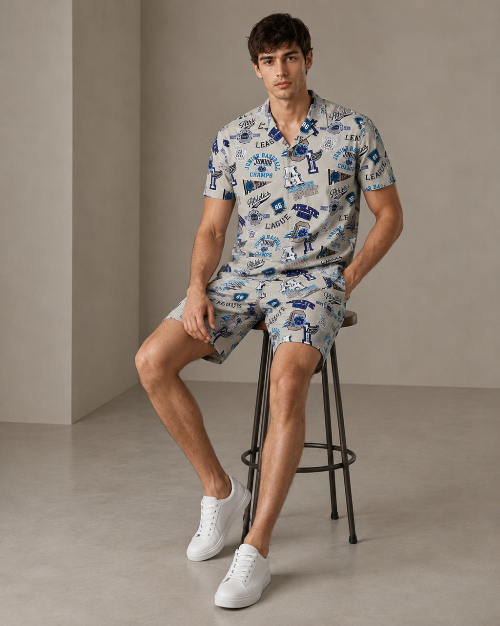 Athletic Graphic Printed Cord Set for Men – Casual Streetwear Co-ord