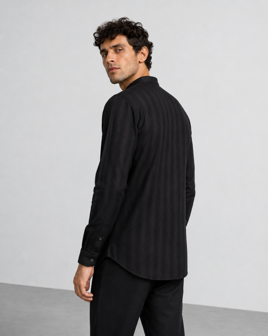 Black Textured Short Kurta