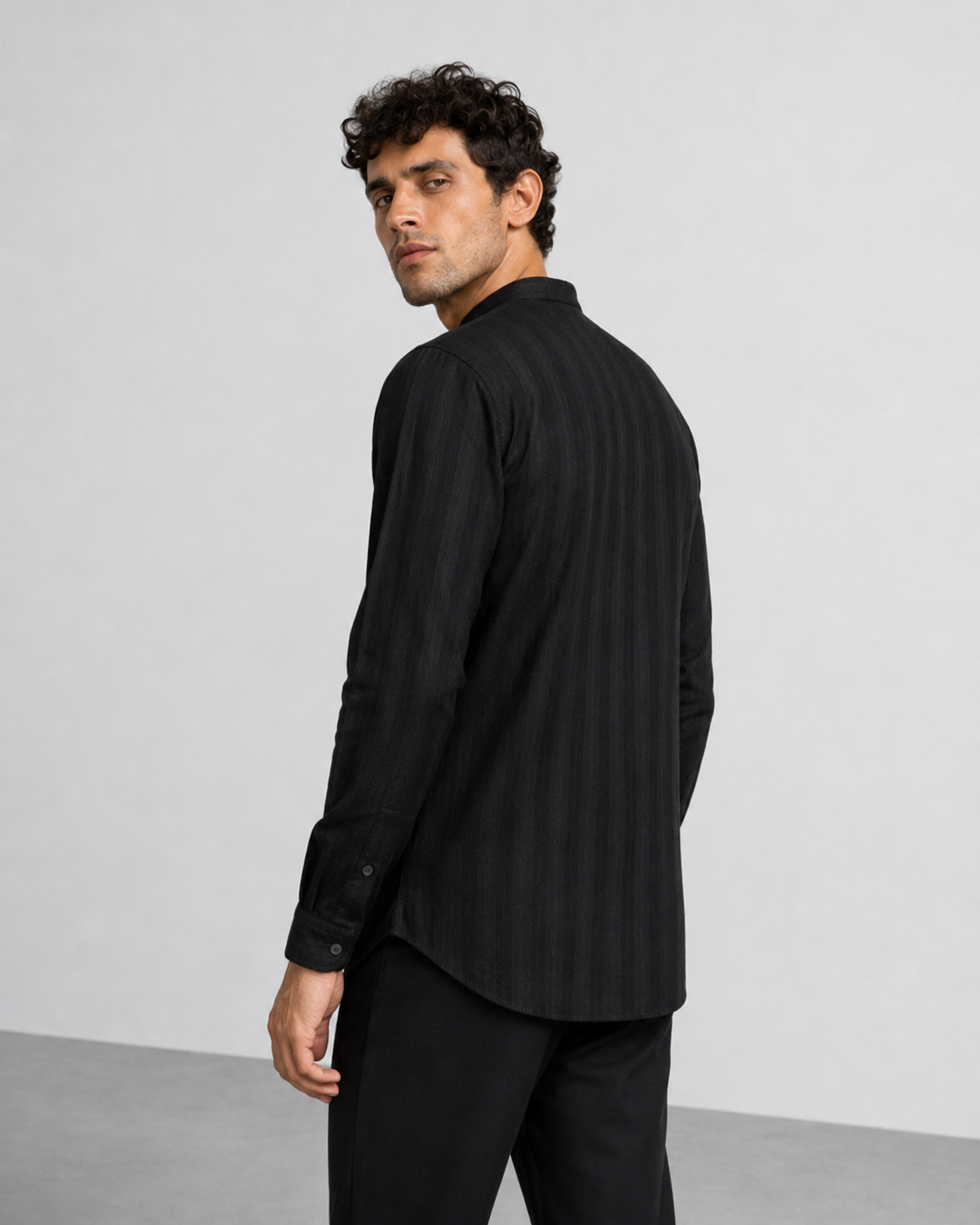 Black Textured Short Kurta