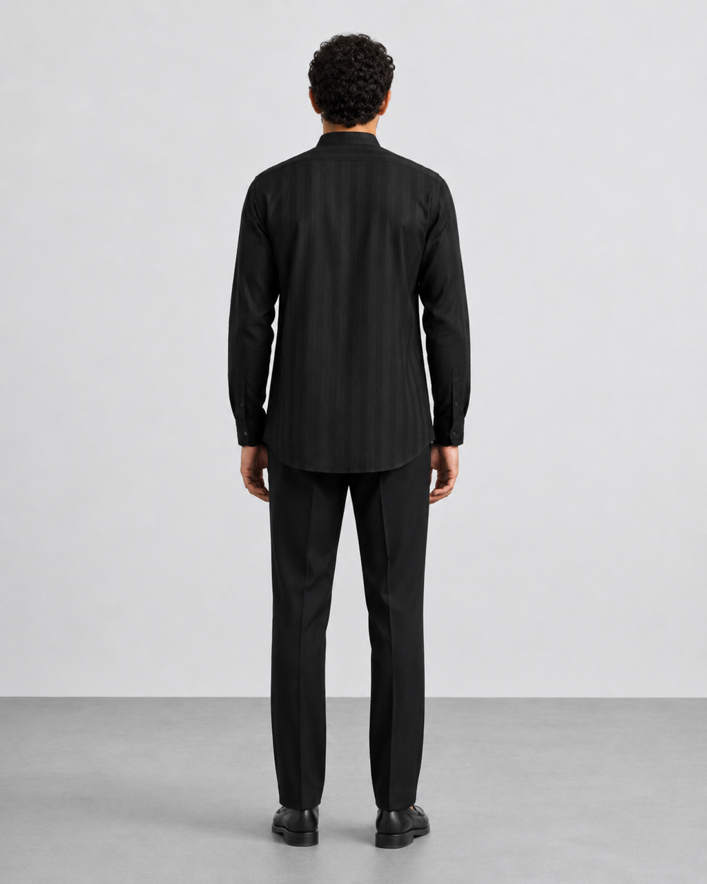 Black Textured Short Kurta