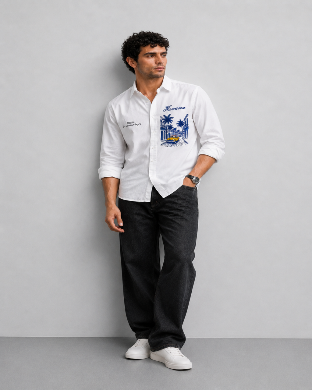 Havana Travel Print Cotton Shirt